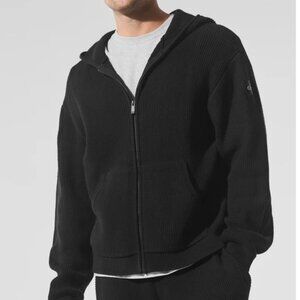 Domain Rib Knit Full Zip Sweater